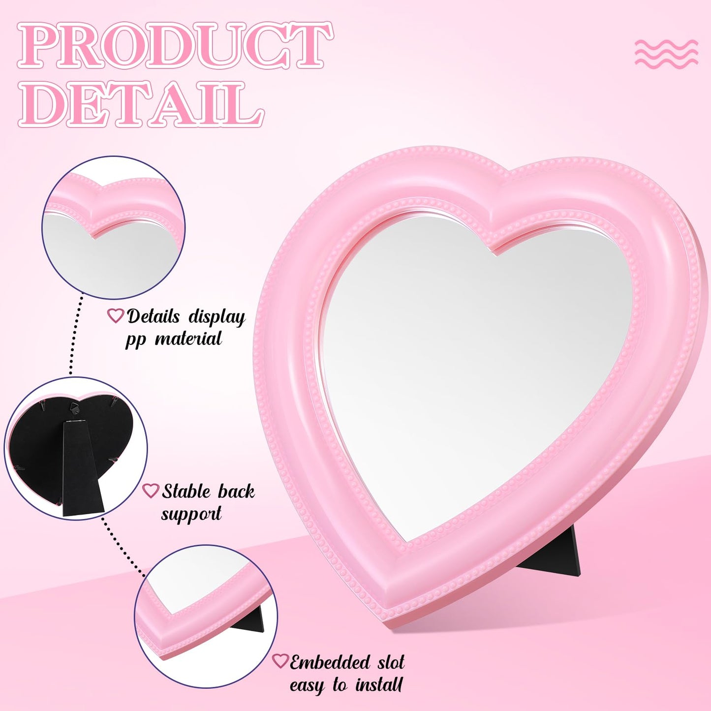 GlikCeil 8 Pcs Spa Party Supplies 8 Heart Mirror Pink Makeup Mirror for Women Sleepover Party Spa Slumber Birthday Favor