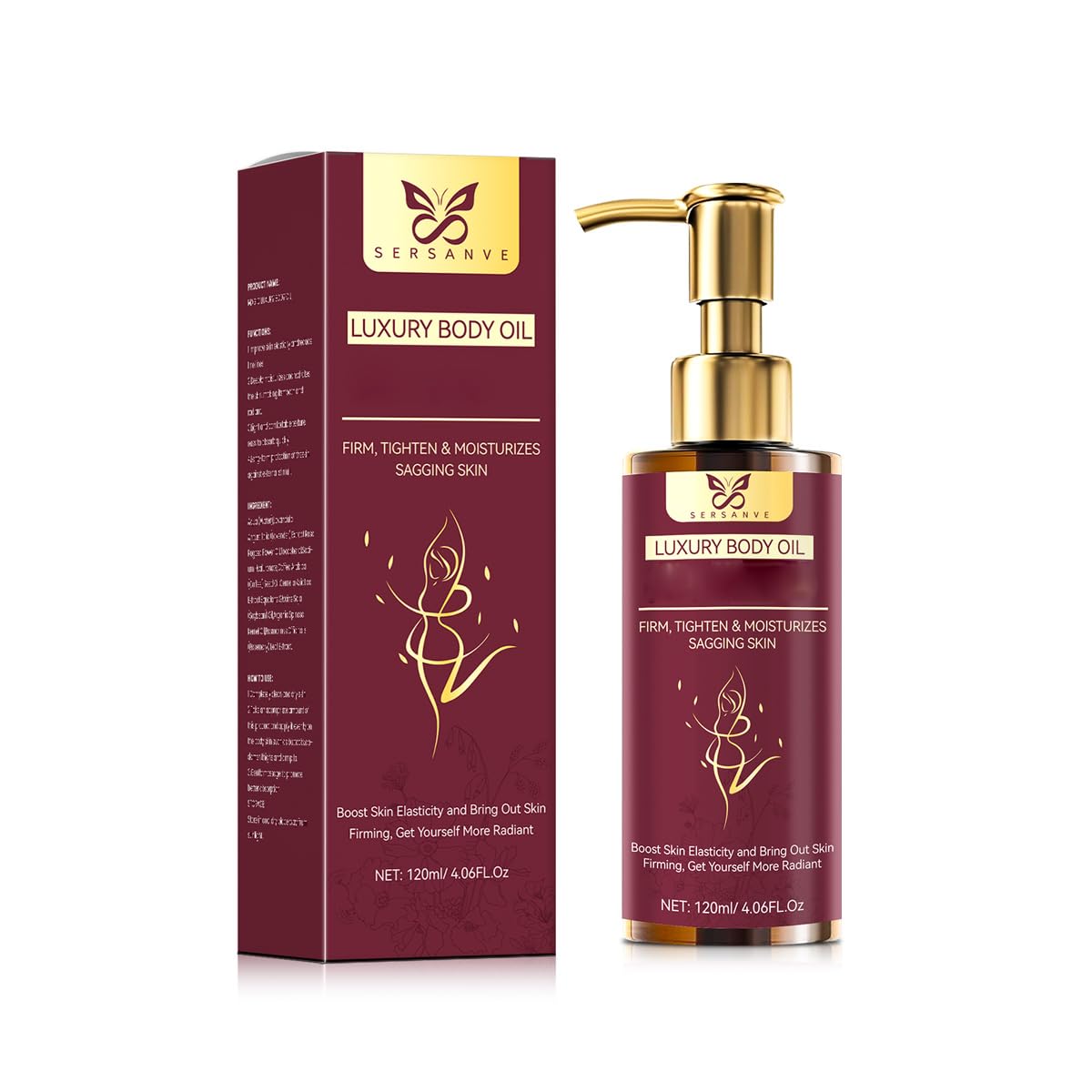 Narvokey Luxury Body Oil, Hydrating Moisturizes Firming Oil for Sagging Skin, Tightens,Firms Skincare With Almond Oil Rosehip Vitamin E Natural Ingredients, 4.06Fl oz/120ml