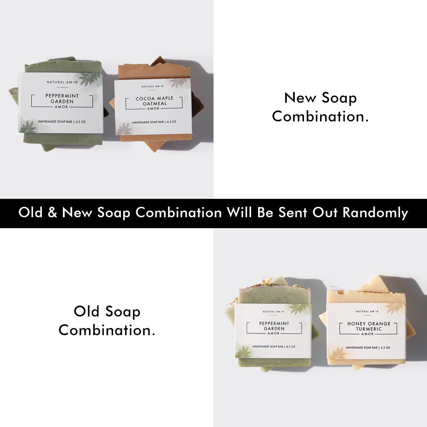 Natural Amor Handmade Soap Bar Gift Set 2pk with Soap Dish and Soap Saver, Scented with Essential Oils, Made with Natural Ingredients for All Skin Types