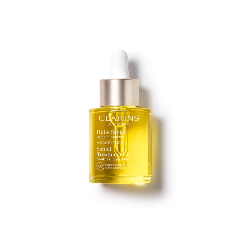 Clarins Santal Face Oil Treatment | Hydrates, Smoothes and Comforts Skin |Calms Redness and Irritations|Visibly Minimizes Fine Lines|Skin Is Immediately Soft*|100% Natural Plant Extracts|Dry Skin Type