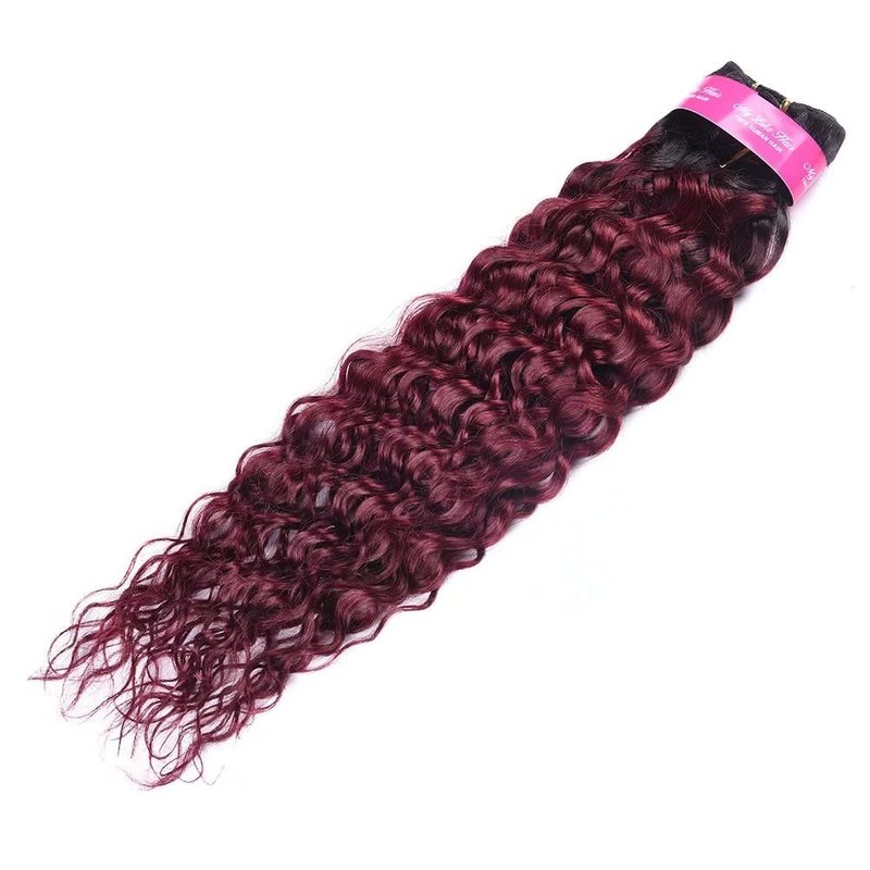 FEEL ME Ombre Water Wave Hair 1b/99j Dark Root Burgundy Ombre Brazilian Hair Bundles 8A Unprocessed Brazilian Virgin Hair 100% Ombre Human Hair Weave Bundles Extension 100g 16 Inch