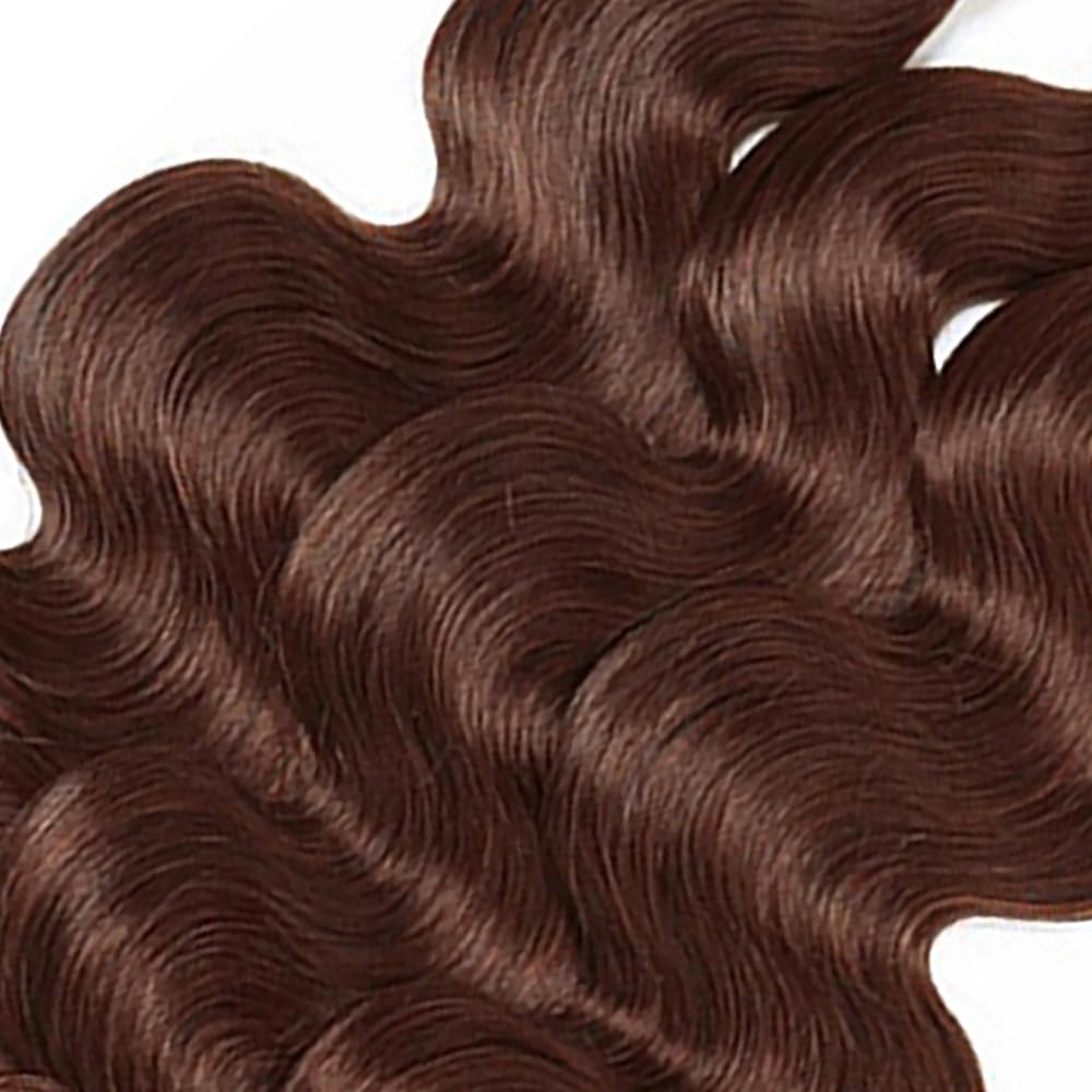 #4 Brown Bundles Human Hair Body Wave Human Hair Bundles 14 14 14 Inch Chocolate Brazilian Hair 3 Bundle Unprocessed Virgin Remy Hair Extensions 50 Gram Per Bundle For Black Women