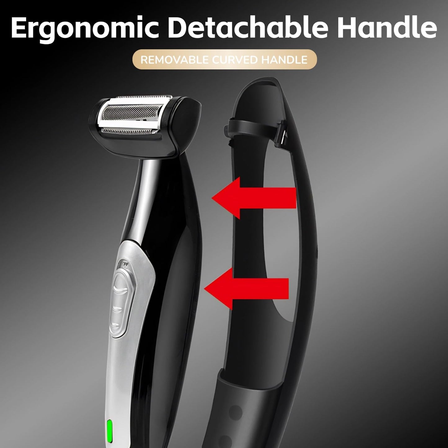 Yoidesu Men's, Body Groomer with Adjustable Extreme Reach Handle, Wet/Dry Use, Back Hair Remover