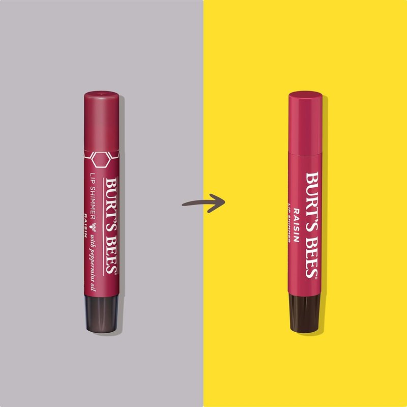 Burt's Bees Lip Shimmer - Moisturizing Tinted Lip Balm Stick | Raisin, 0.09 Oz, Buildable Color & Glowy Finish