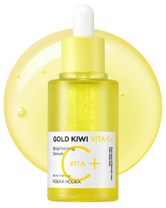 HOLIKA HOLIKA Gold Kiwi Vita C Plus Skincare Set – Korean Vitamin C Serum Duo with Antioxidant-Rich Gold Kiwi Extract, Radiance-Enhancing Formula for Dewy, Healthy-Looking Skin, 1.52 fl.oz.