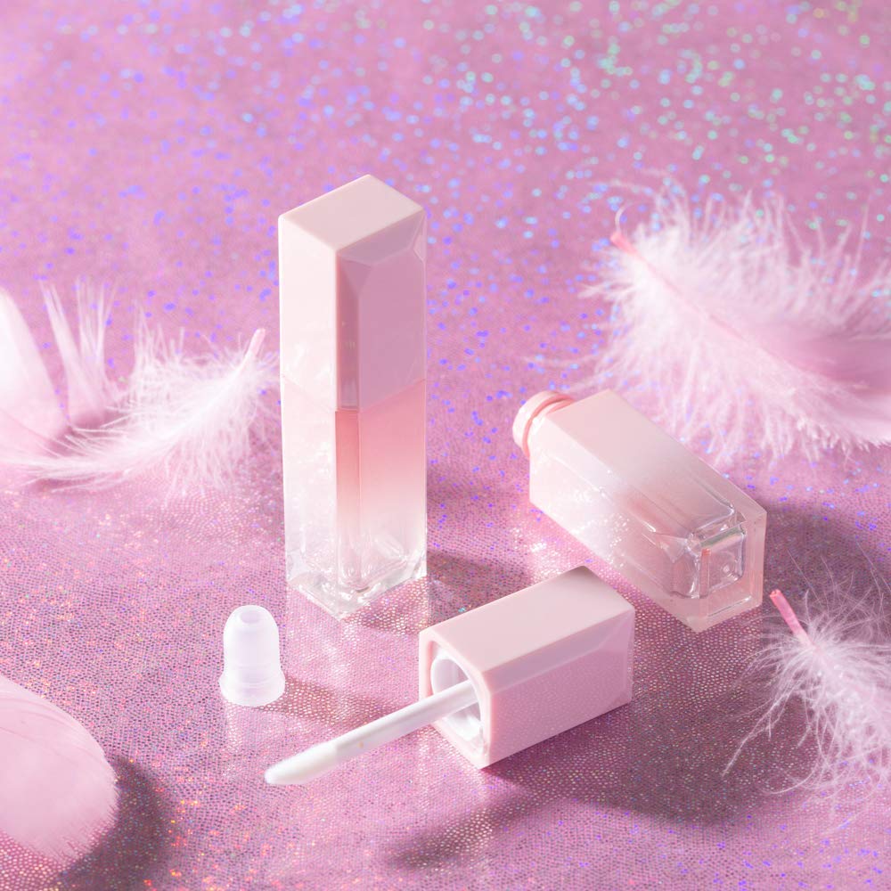 Healthcom 10Pcs 5ml Gradient Pink Empty Lip Gloss Tubes Plastic Mini Refillable Lip Balm Lipstick Bottle Lip Glaze Tube with Wand Travel Pipe Vials DIY Beauty Makeup Cosmetic Container Jar Pot Lip Oil