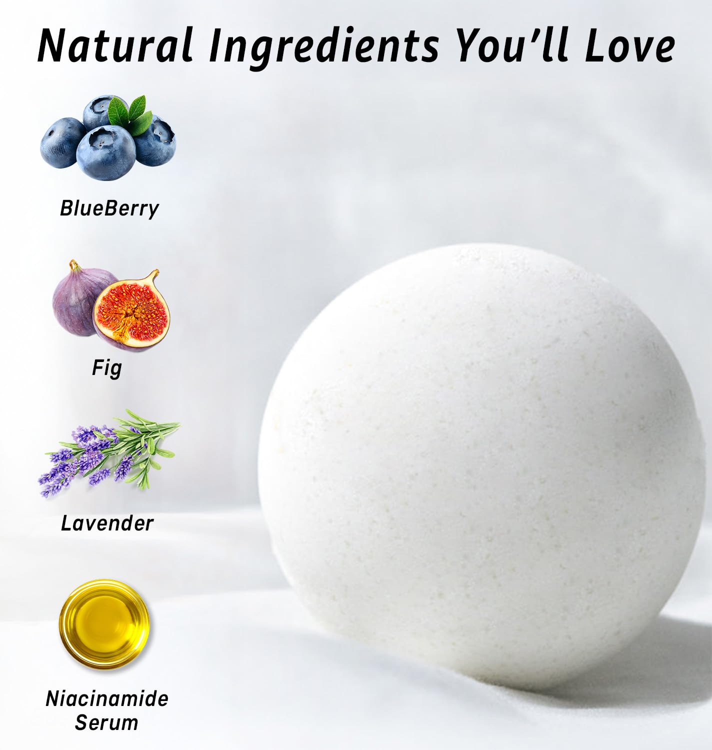Lavender Bath Bombs Skin Nourishing Moisturize Niacinamide Serum Lavender Blueberry Fig Luxury Fizzing Spa Bubble Bath Gift Set for Sensitive Skin Stress Relief Relaxation Gift Birthday Christmas