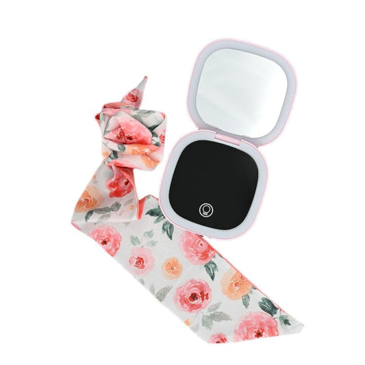 YABAHU Dual-Side Illuminating Beauty Mirror - 1X/5X LED Makeup & Grooming Hand Compact with Touch Control, Memory Function, Long-Lasting Charge for Flawless Detail Work