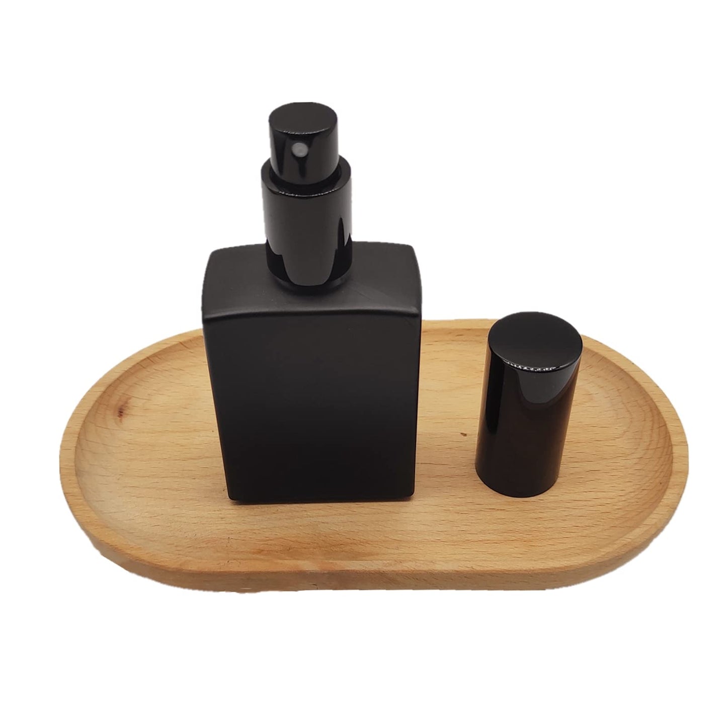 PimyRcyi 8PCS Square Glass Spray bottle,1.7oz Small Refillable Container with Fine Mist sprayer,Perfume bottle (50ml, Matte Black)