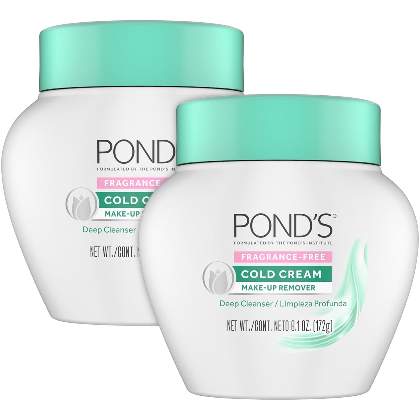 POND'S Cold Cream Make-Up Remover | Fragrance-Free Deep Cleanser 2-Pack - Hypoallergenic, 6.1 Oz Each