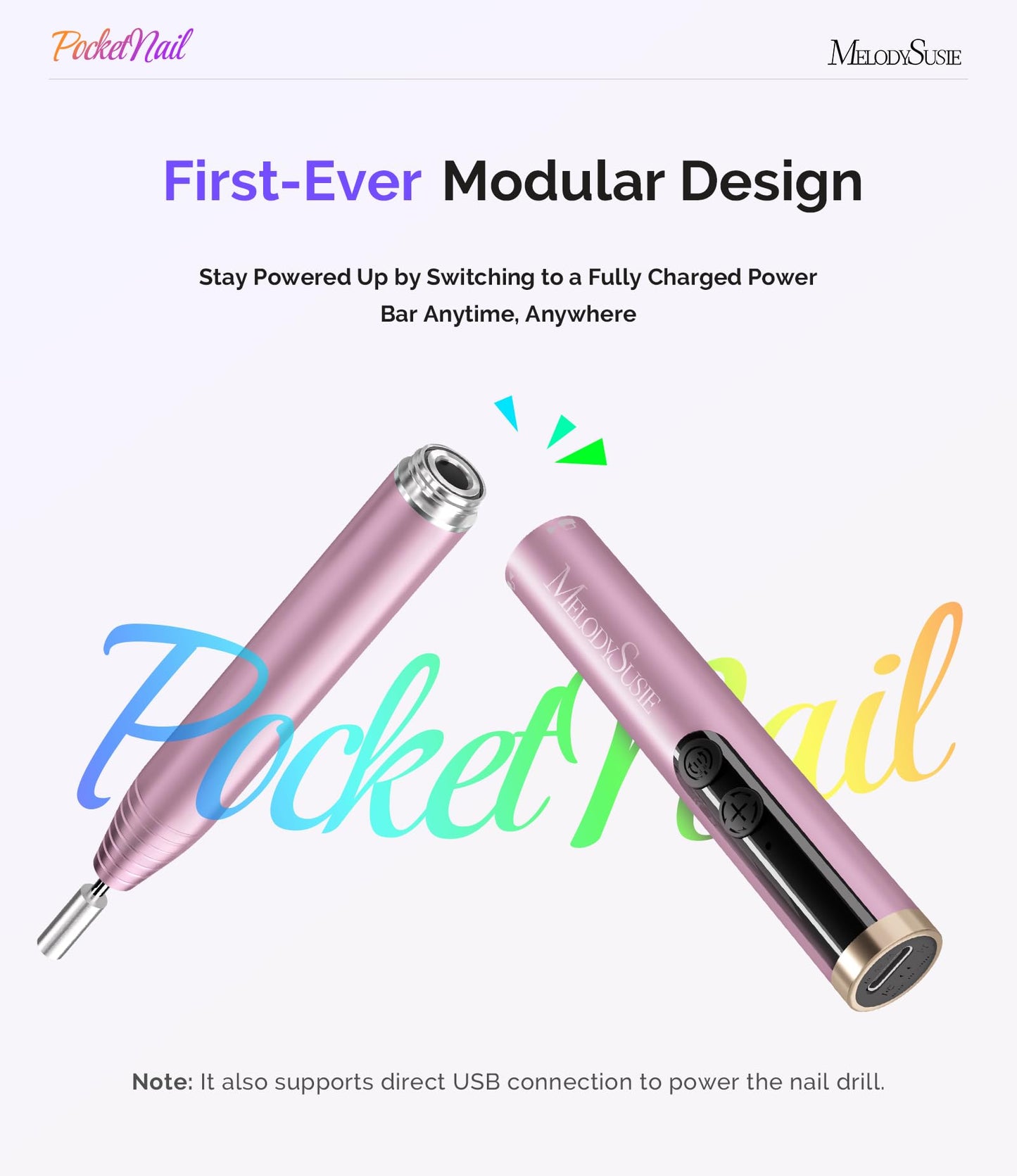 MelodySusie Pen-Shaped Cordless Nail Drill PocketNail PC100GR for Beginners