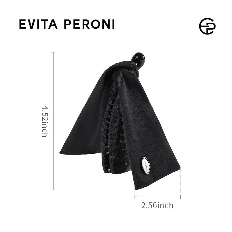 EVITA PERONI Banana Clip with Twistable Wings, Acetate Fabric Ponytail Holder No Damage Hair Clips for Thick Curly Hair Large Claw Clips Elegant Hair Accessories for Women, Black