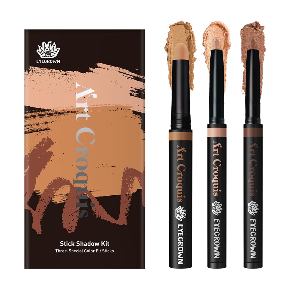 MAKEHEAL EYECROWN ARTCROQUIS STICK SHADOW, Buildable, glitter eye shadow, liner, cream [NATURAL MOOD KIT]