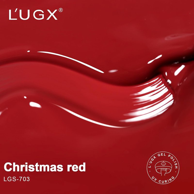L'UGX Red Gel Nail Polish - Christmas Cherry Dark Red Soak Off UV Gel | 15ML for DIY Manicure & Pedicure