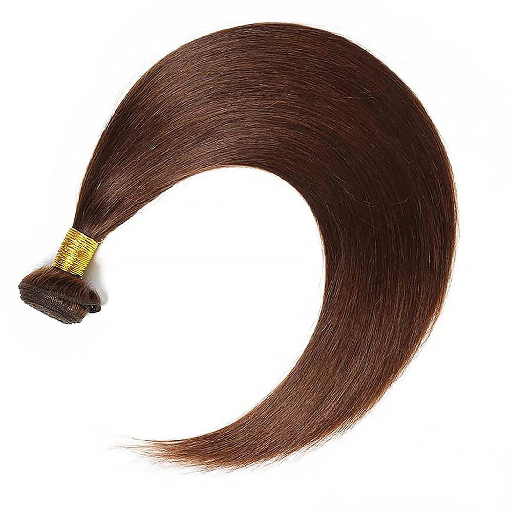 Straight Human Hair Bundles 26 Inch Straight Single Bundle #4 Chocolate Brown Human Hair Unprocessed Native Virgin Hair 100g Total 1 Extension Double Weft Human Hair Extensions for Women