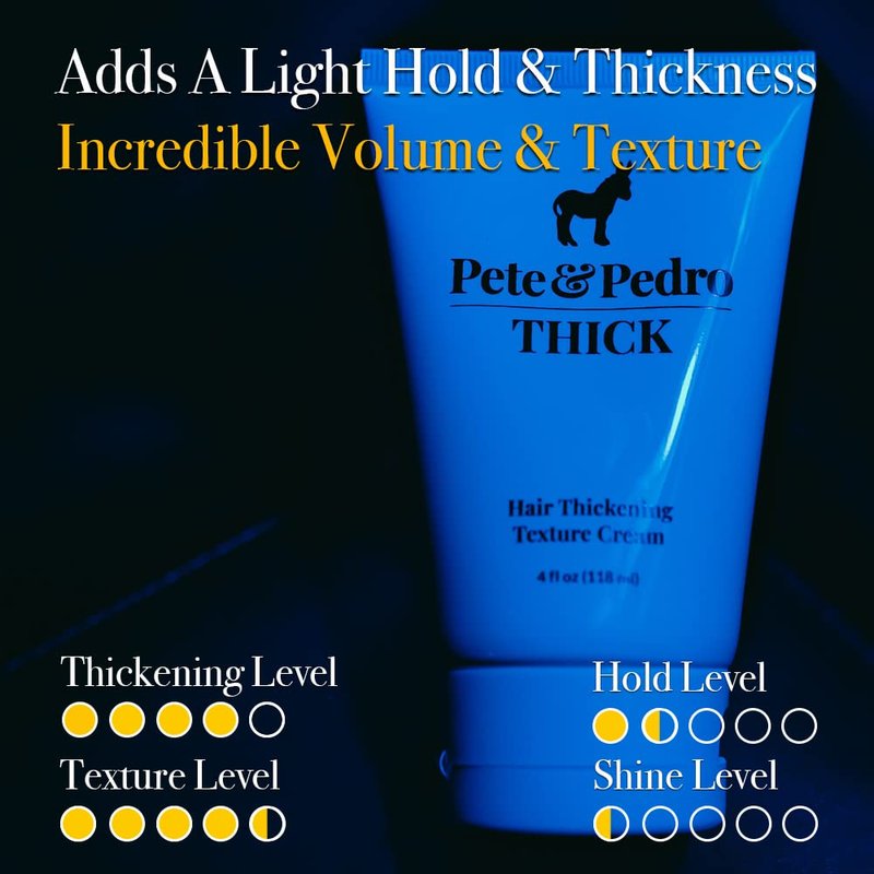 Pete & Pedro THICK Hair Cream - Light-Holding, Thickening & Texture Styling Cream | For Fine, Thin, & Thinning Hair, Men & Women | Adds Thickness, Body, Volume, Fullness | As Seen on Shark Tank, 4 oz.