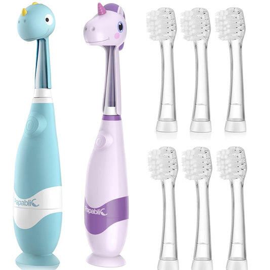 Papablic Toddler Sonic Electric Toothbrush with Covers for Babies and Toddlers Ages 1-3 Years, Debby Bundle with Arya
