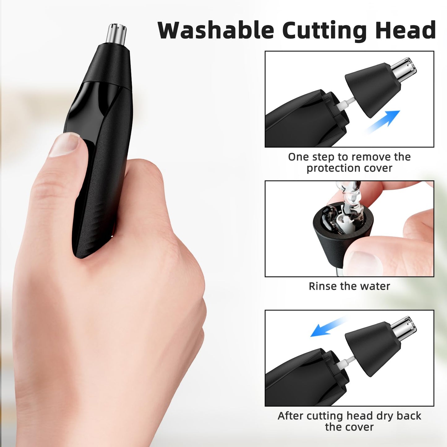 Setonia Nose Hair Trimmers for Men,Rechargeable Eyebrow Trimmer 2 in 1 Painless Multifunctional Ear and Nose Hair Trimmer with Dual Edge Blades Portable Design R002