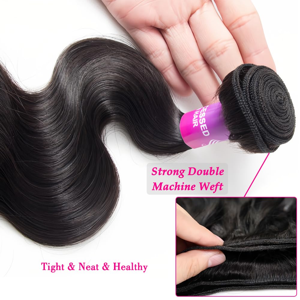 12A Human Hair Bundles 100g Body Wave Bundles Human Hair Extensions 18 Inch Brazilian Virgin Body Wave 1 Piece Deal Unprocessed Brazilian Quick Weave Extensions Natural Black
