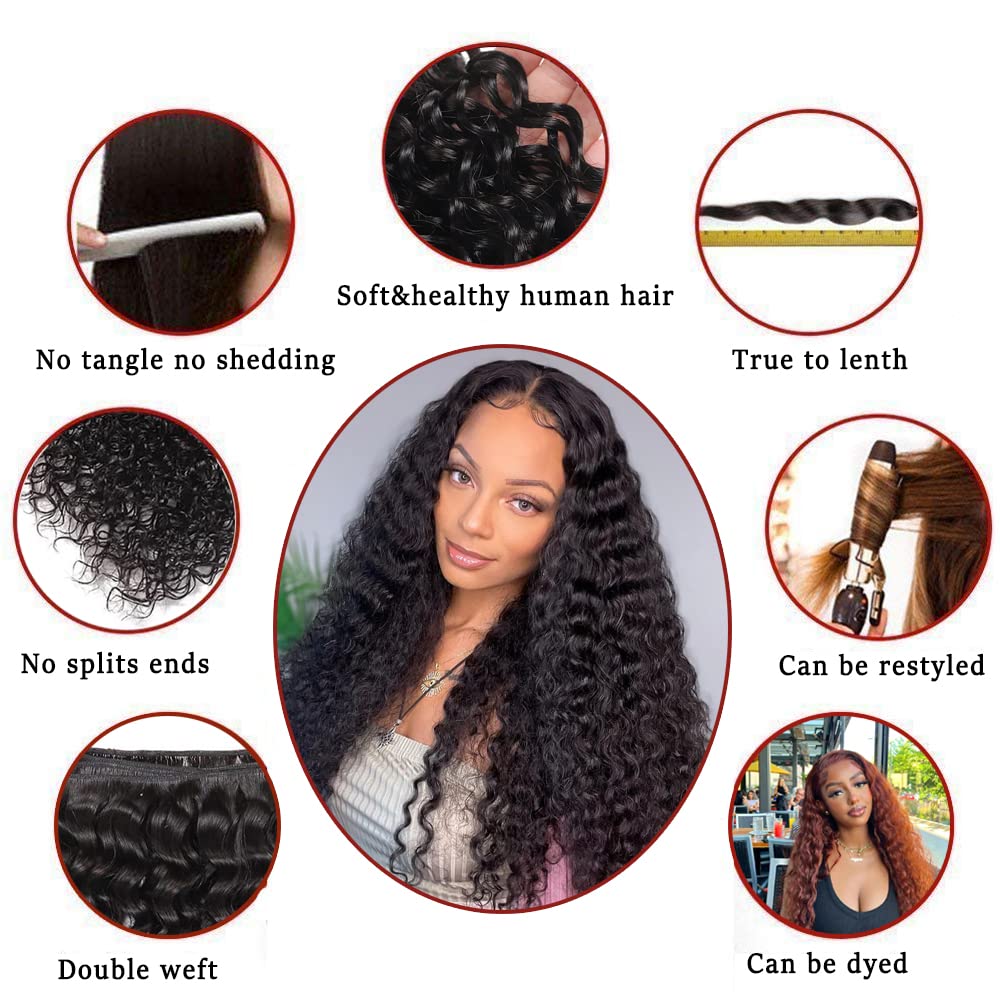 Beautymoon Water Wave Bundles 18 20 22 Inch Wet and Wavy Human Hair Weave Bundles 10A Brazilian Virgin Water Wave Hair 3 Bundles Human Hair Extension for Women Natural Color