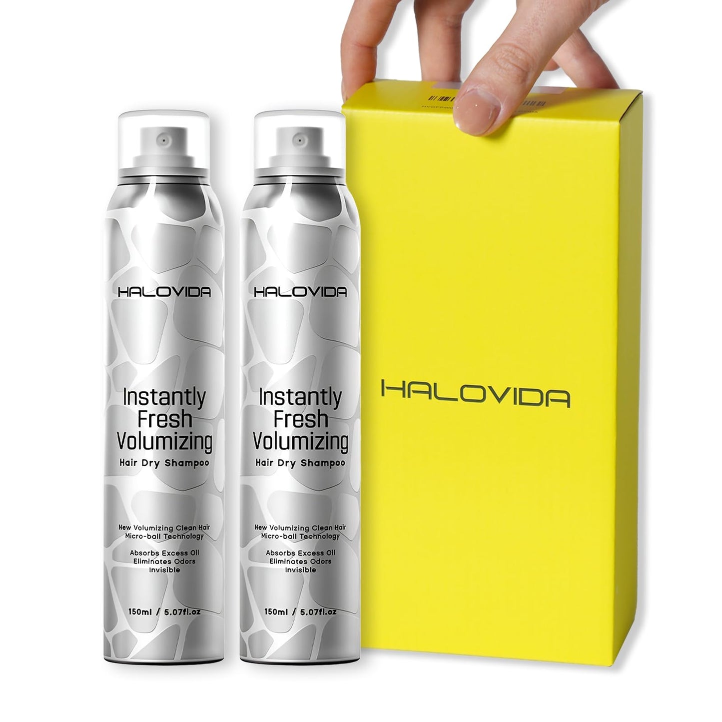 HALOVIDA Dry Shampoo for Women, Dry Scalp Shampoo Spray for Dark Hair Leaves No White Residue, Absorb Oils, Volumizing & Refresh Hair for 72 Hours, 5.07 Fl Oz (Pack of 2)