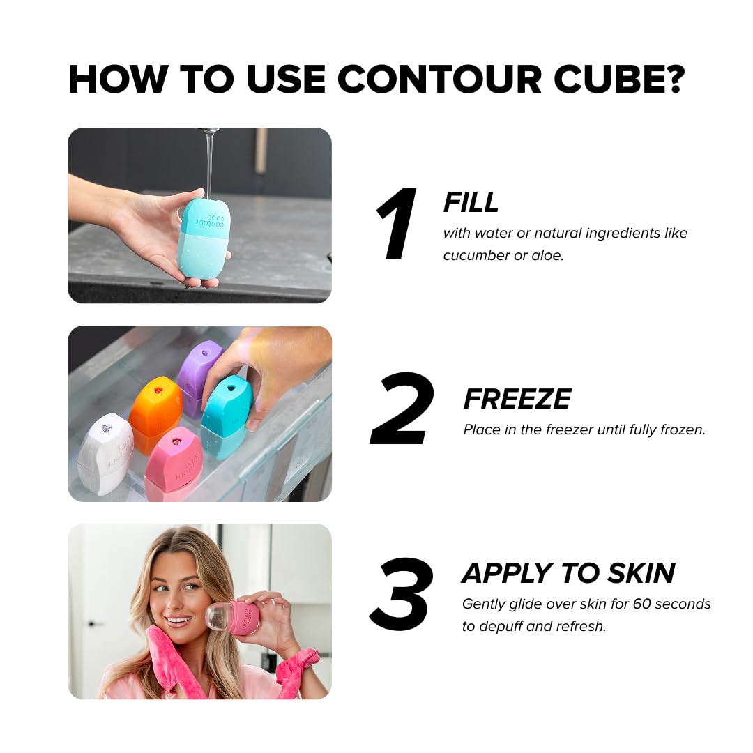 Contour Cube Mini - Revolutionary Ice Roller for Sculpting & De-Puffing - Face Ice Roller & Massager - Ice Mold for Face - Compact Skin Care Tools for Daily Skincare & Travel - Original Pink