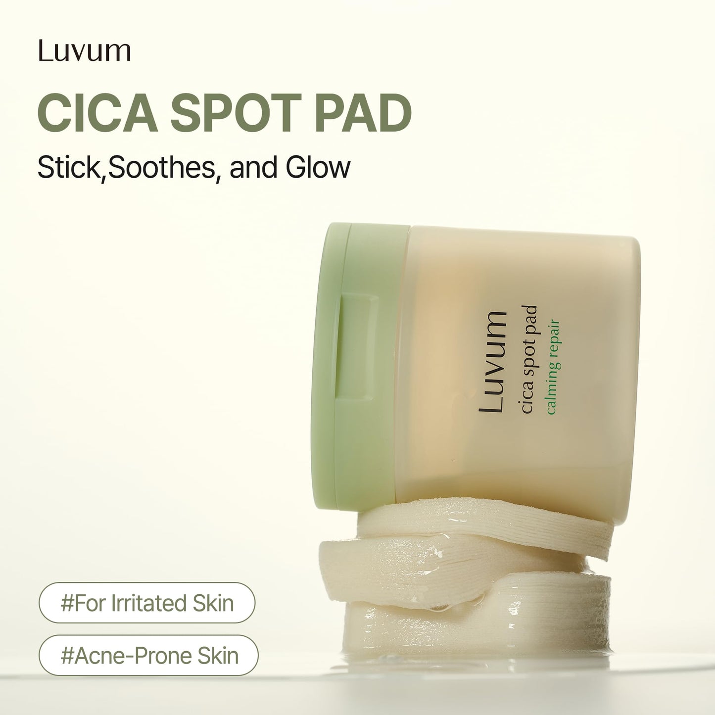 LUVUM Calming Repair Cica Spot Pad, Centella, Madecassoside, 60 Pads