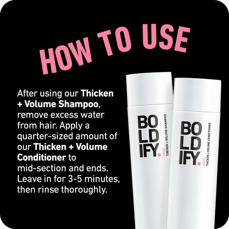 Boldify Thicken Volume Conditioner - Ultimate Biotin Formula for Hair Thickening, Split End Repair, Nourishment, and Fine or Oily Hair for Women & Men