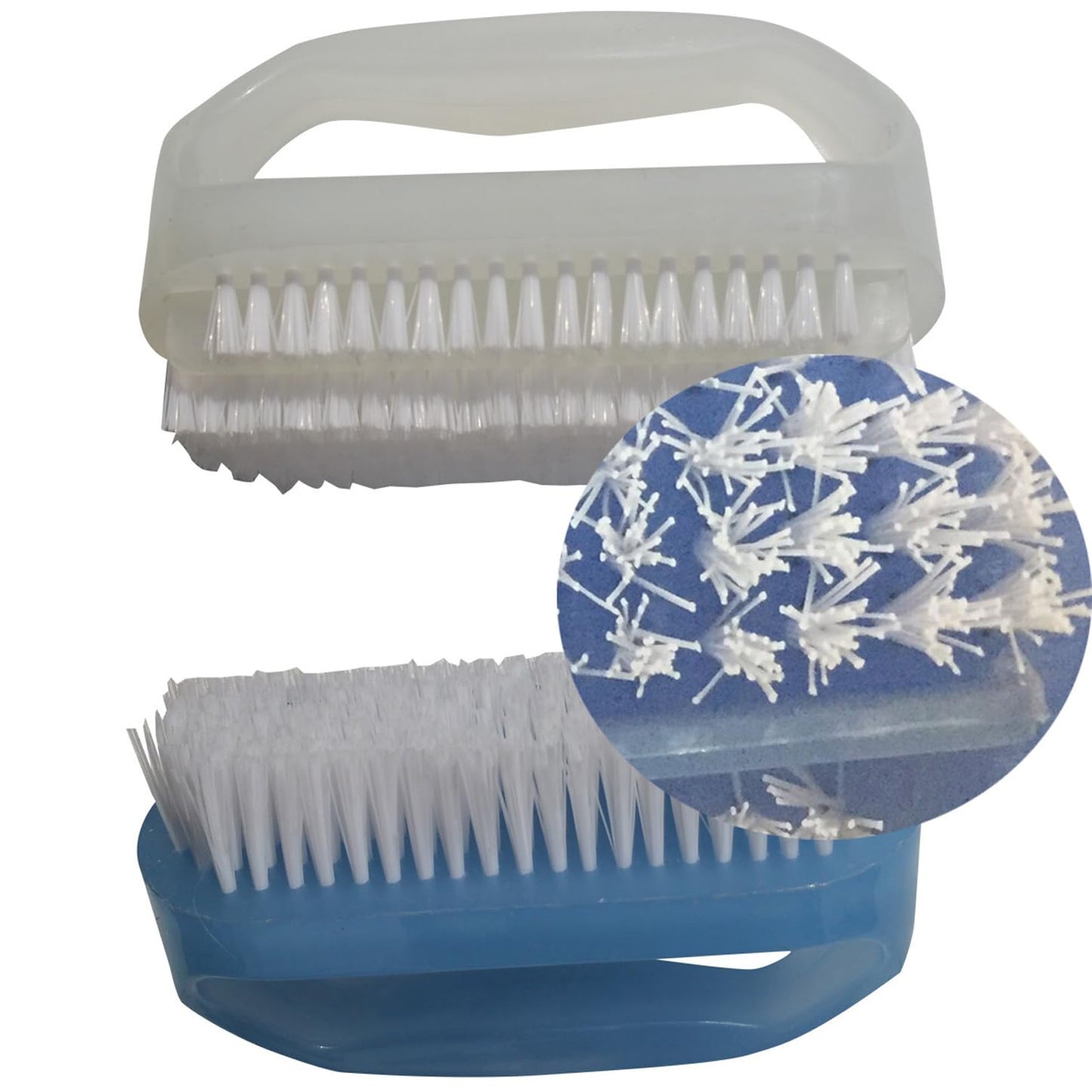 Coralpearl Nail Brushes X 2 for Cleaning Hands, Fingers, Feet & Toes with Cuticle Cleaner, Small Soft Nylon Bristle Scrub Set with Handle for Fingernail Manicure & Toenail Pedicure