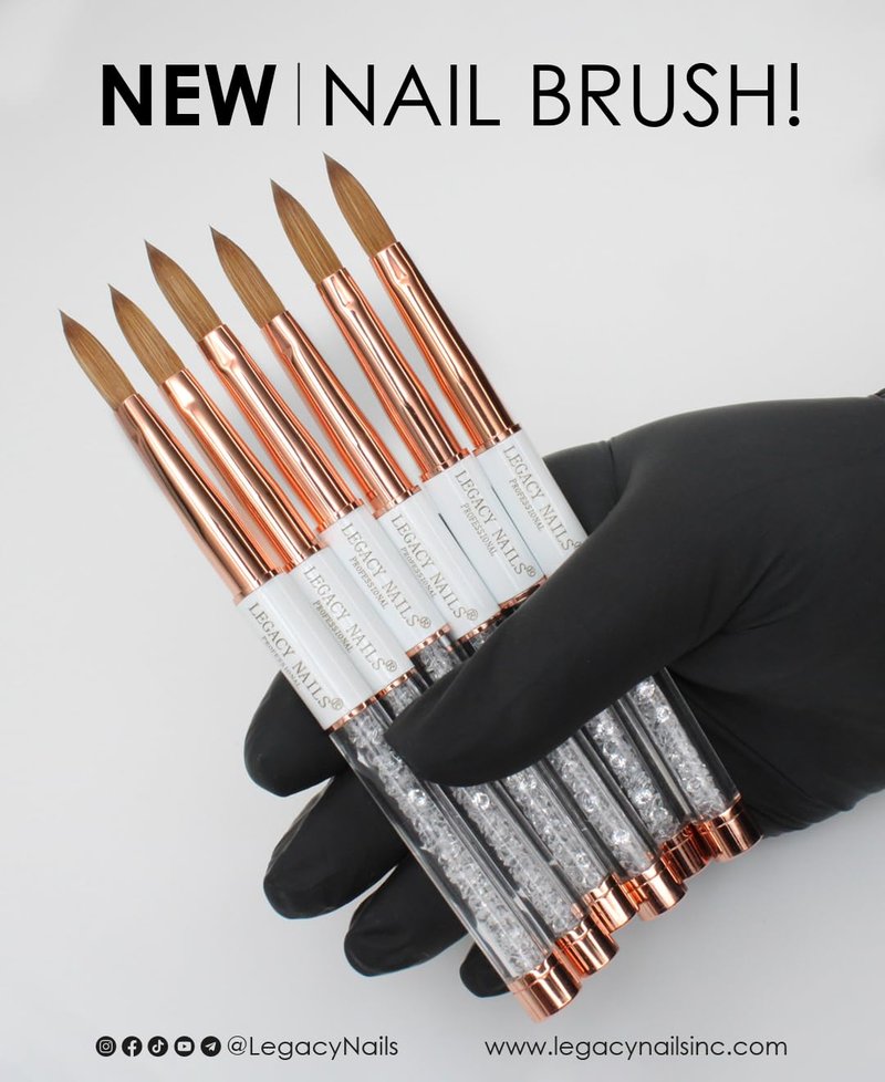 Legacy Nails Professional Acrylic Nail Brush #8 - WHITE - Perfect For Sculpting Acrylic Nail Extensions Flexible bristles Light weight