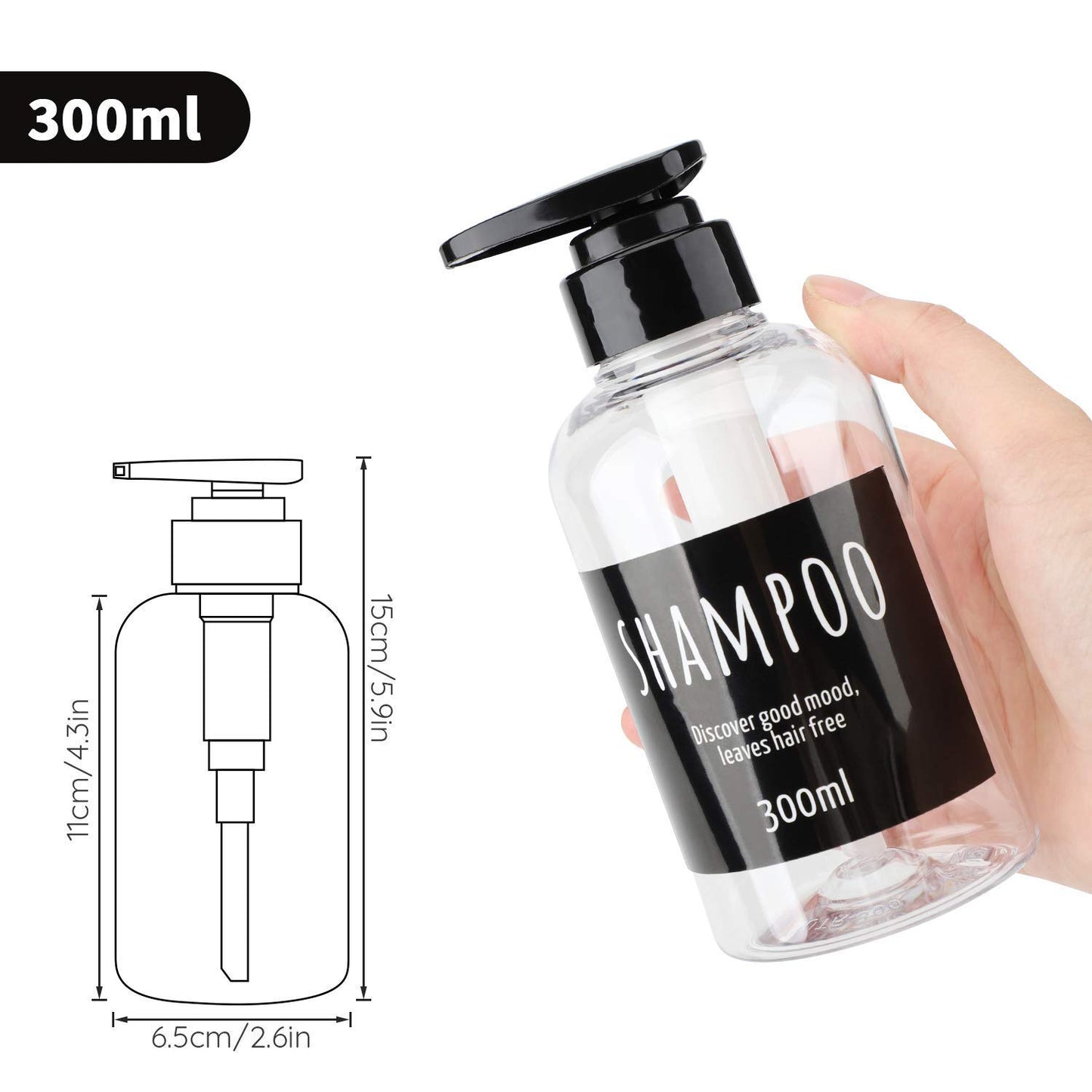 6 Pack Shampoo and Conditioner Bottles, Segbeauty 16.9oz & 10.1oz Refillable Shampoo Bottle for Shower, Shower Bottles Refillable, Large Empty Plastic Bathroom Soap Lotion Shampoo Dispenser Clear