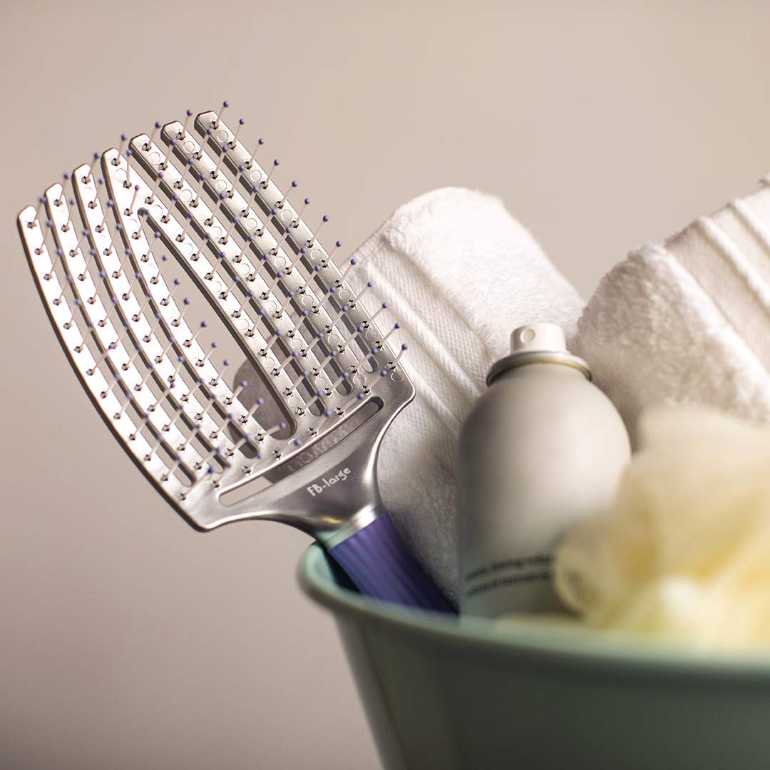 Olivia Garden Fingerbrush Curved and Vented Paddle Brush for Blow Drying - Ideal for Styling and Detangling All Hair Types - Scalp Massager Brush, Large