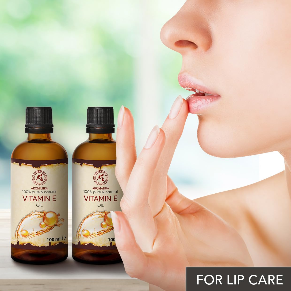 Vitamin Oil E 200ml - Tocopherol - 100% Natural & Pure - Rich in Vitamin E - Anti Aging Oil Against Wrinkles of All Kinds - Care for Face - Body Care - Hair - Ideal for Sensitive Skin, 2 bottles of 100 ml