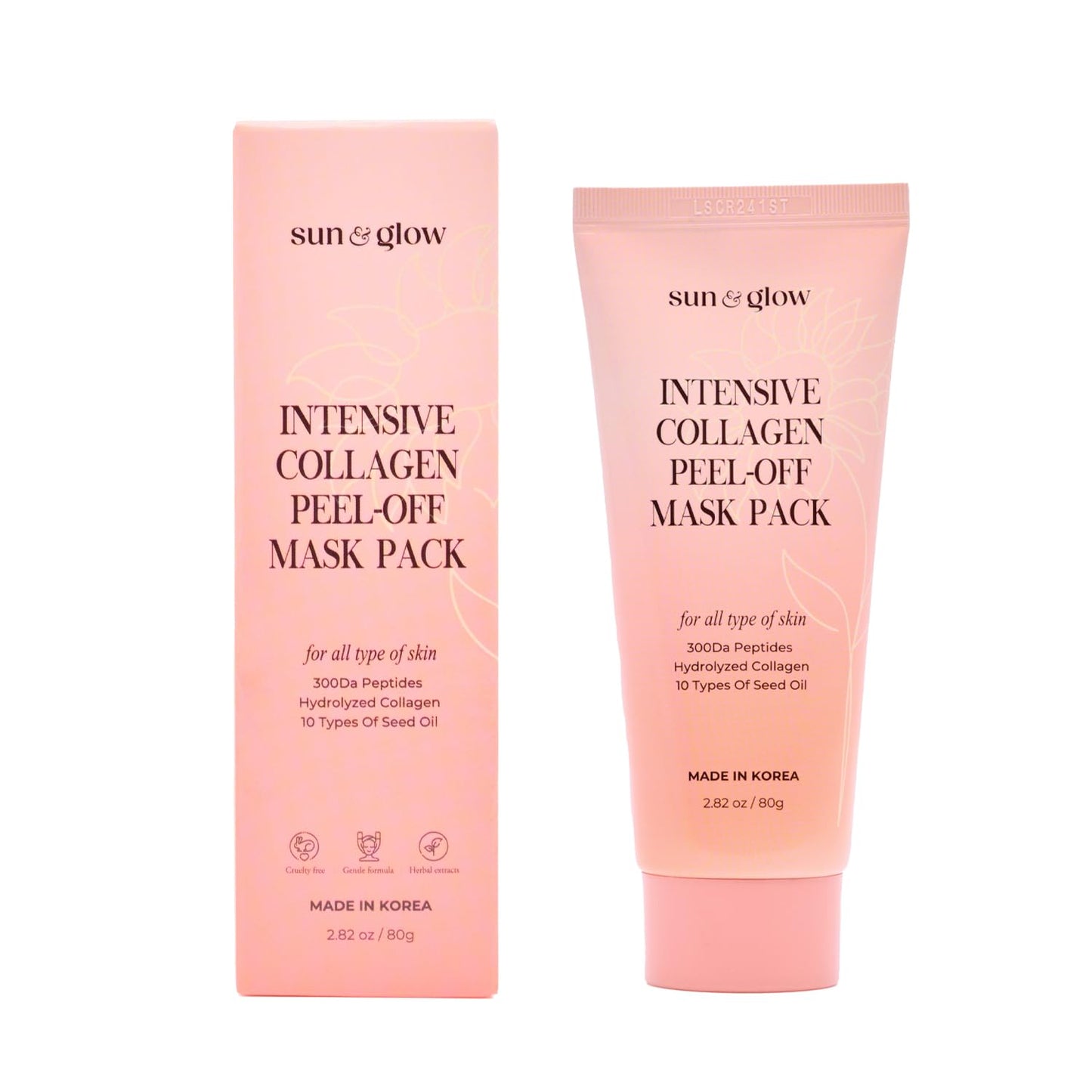 Intensive Collagen Peel-Off Mask Pack - Hydrolyzed 300da Peptides & 10 Seed Oils | Korean Skincare (2.82oz)