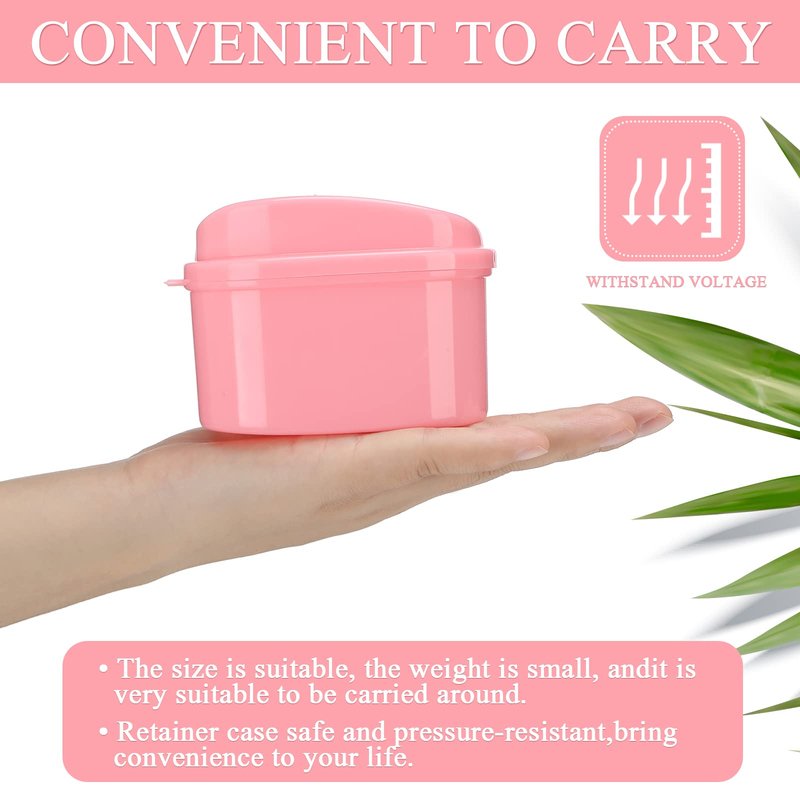 Zubebe 20 Pcs Denture Bath Retainer Case Holder Bulk with Strainer Basket Dental Cup Denture Soaking Container False Teeth Storage Box for Travel Cleaning Mouth Guard, 5 Colors