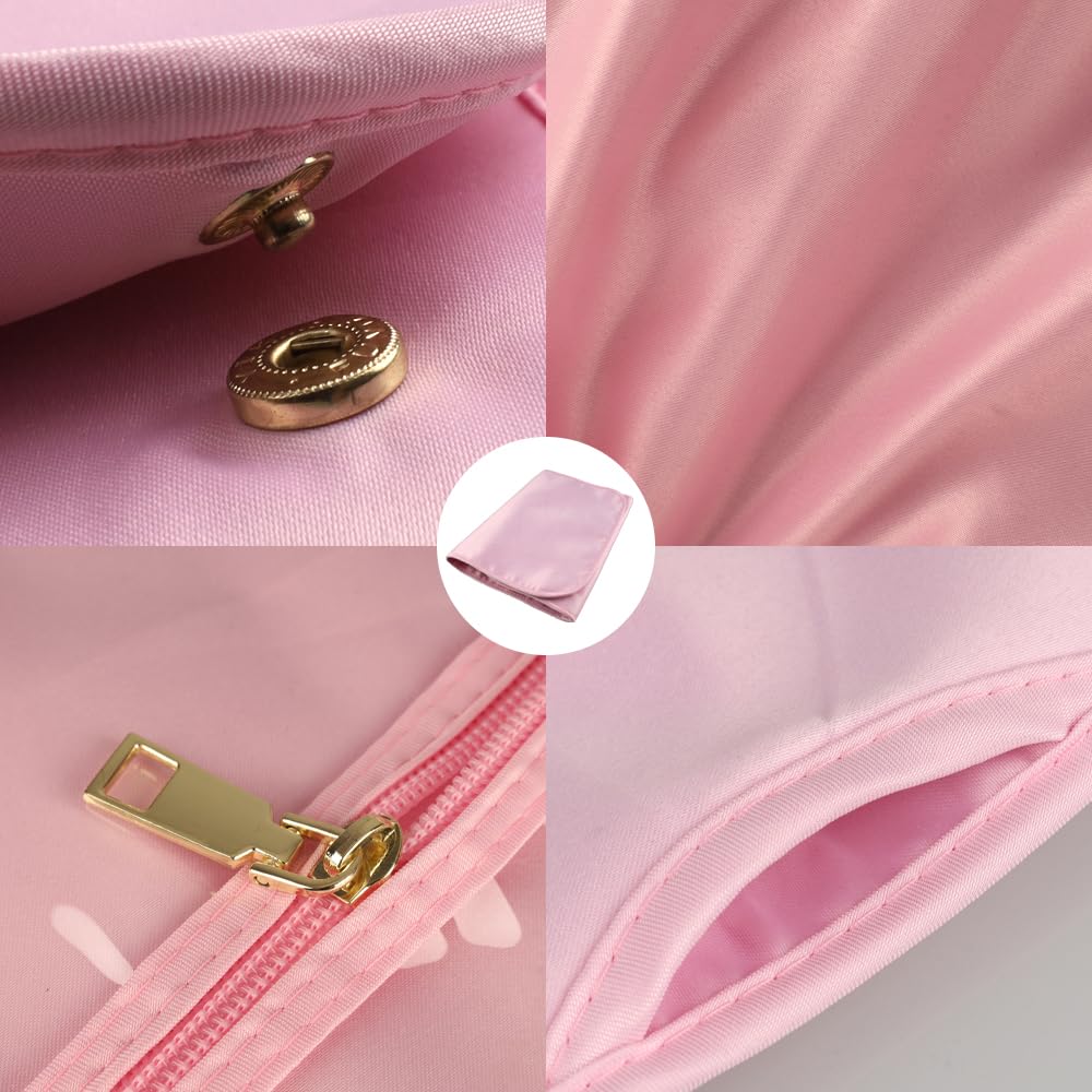 GlamorDove Silk Hair Extension Storage Bag Portable Satin Wig Bags Storage Bags with Hanger for Hairpieces Wooden Hanger Carrier Satin Bags for Wigs Hair Display