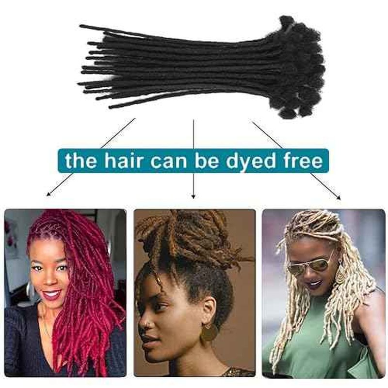 0.8cm Width 10Inch 60 Strands Dreadlock Extensions Real Human Hair 100% Handmade Permanent Loc Extensions Human Hair for Women/Men Can Be Curled and Bleached(width 0.8cm #1B color)