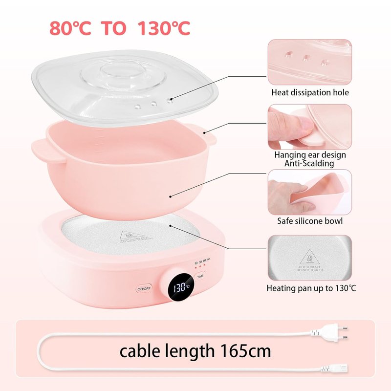 Professional Wax Warmer for Hair Removal - Adjustable Temperature, Digital Display & Timer | Silicone Bowl Included