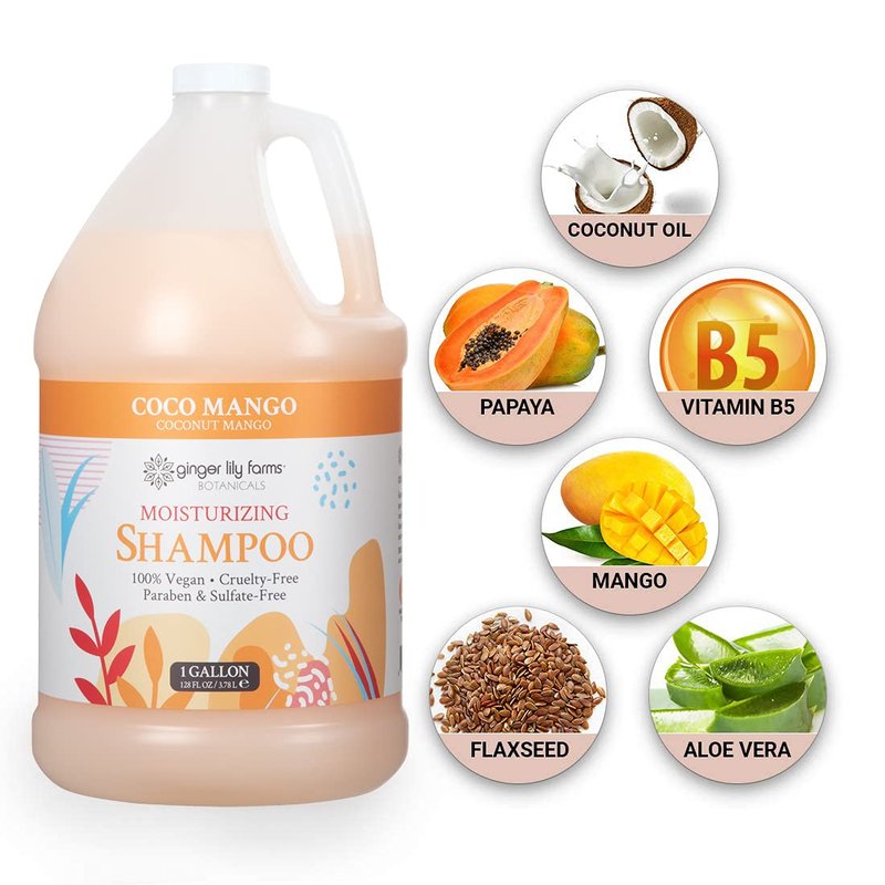 Ginger Lily Farms Moisturizing Shampoo - Vegan Coco Mango Scent | 1 Gallon Refill for All Hair Types