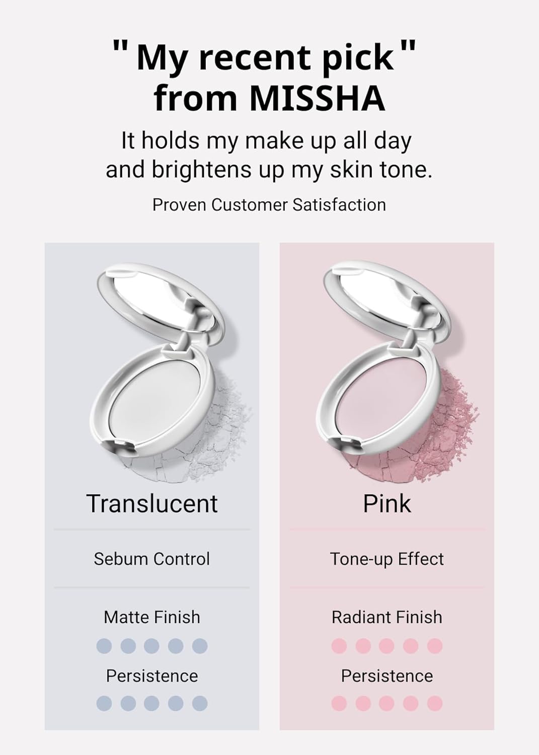 MISSHA Airy Pot Pressed Pink Powder Pact - Natural Radiant Finish Setting Powder | 5g/0.176 oz