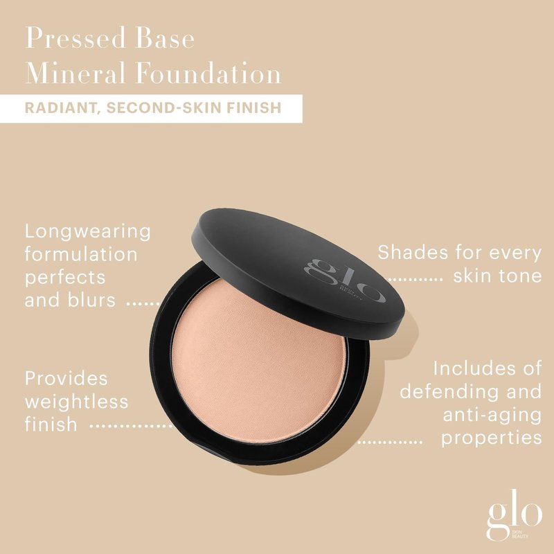 Glo Skin Beauty Pressed Base Powder Foundation – Buildable Sheer to Full Coverage, Long Wear Face Powder Compact, Pressed Powder Makeup for Smooth, Semi-Matte Finish