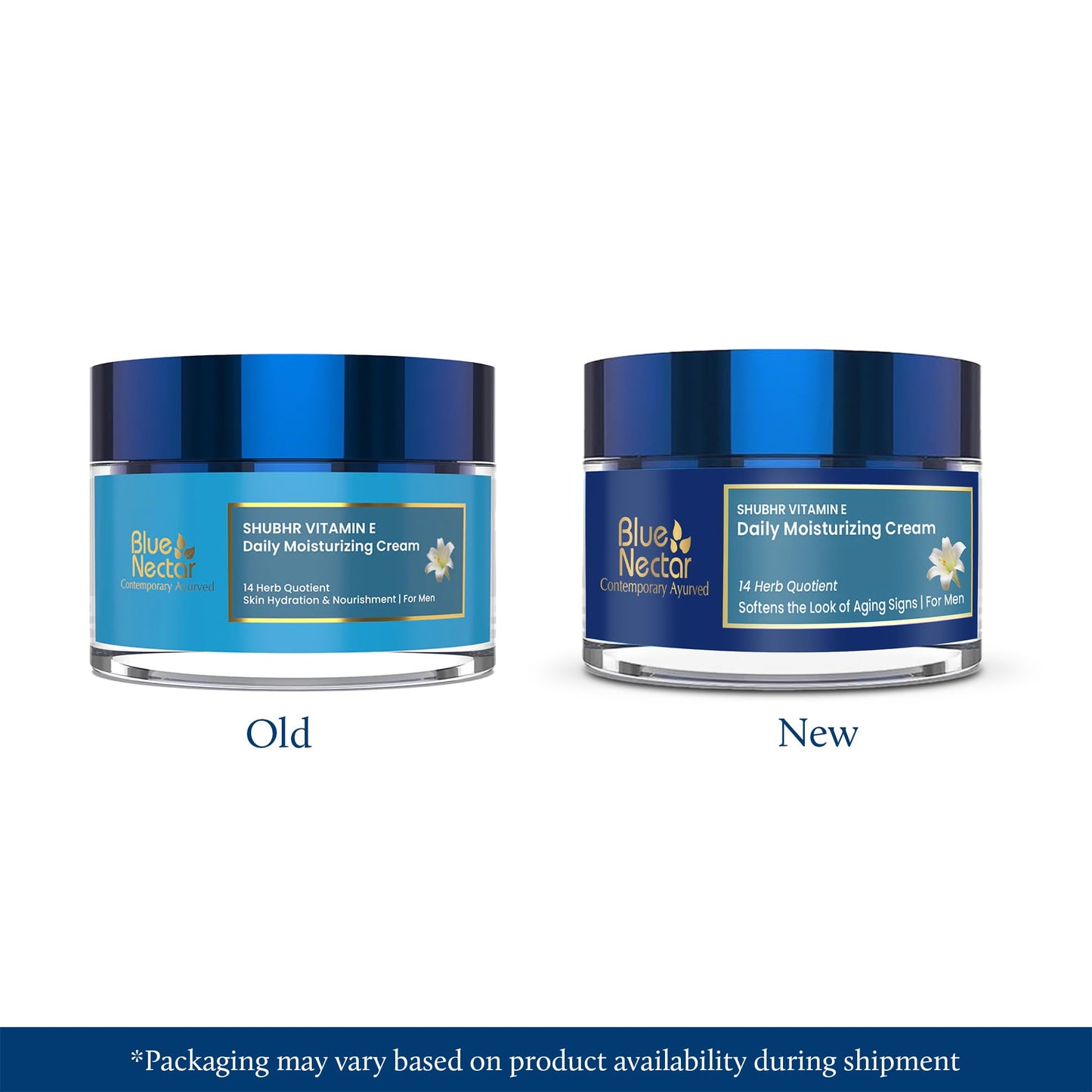 Blue Nectar Mens Face Moisturizer Cream with Plant Based Vitamin E & Vitamin C for Collagen | Daily Moisturizing, Day & Night Anti Aging & Wrinkle Cream for Men (14 Herbs, 1.7 Oz)