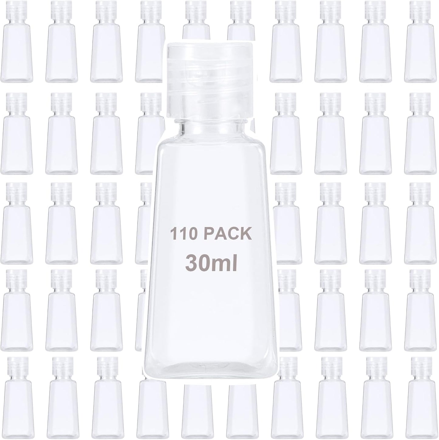 Clear Plastic Flip Cap Bottles - 110 Pack 1oz Travel Size Squeeze Containers for Lotion & Cream | Mini Refillable 30ml Bottles
