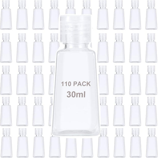 Clear Plastic Flip Cap Bottles - 110 Pack 1oz Travel Size Squeeze Containers for Lotion & Cream | Mini Refillable 30ml Bottles