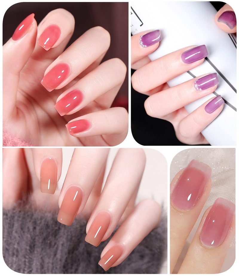20 Bottles Jelly Gel Nail Polish Glass Translucent Crystal Blue Pink Red Pink Clear Green Yellow Purple Colors UV Soak Off LED Gel 7ml Soak Off Manicure Kit