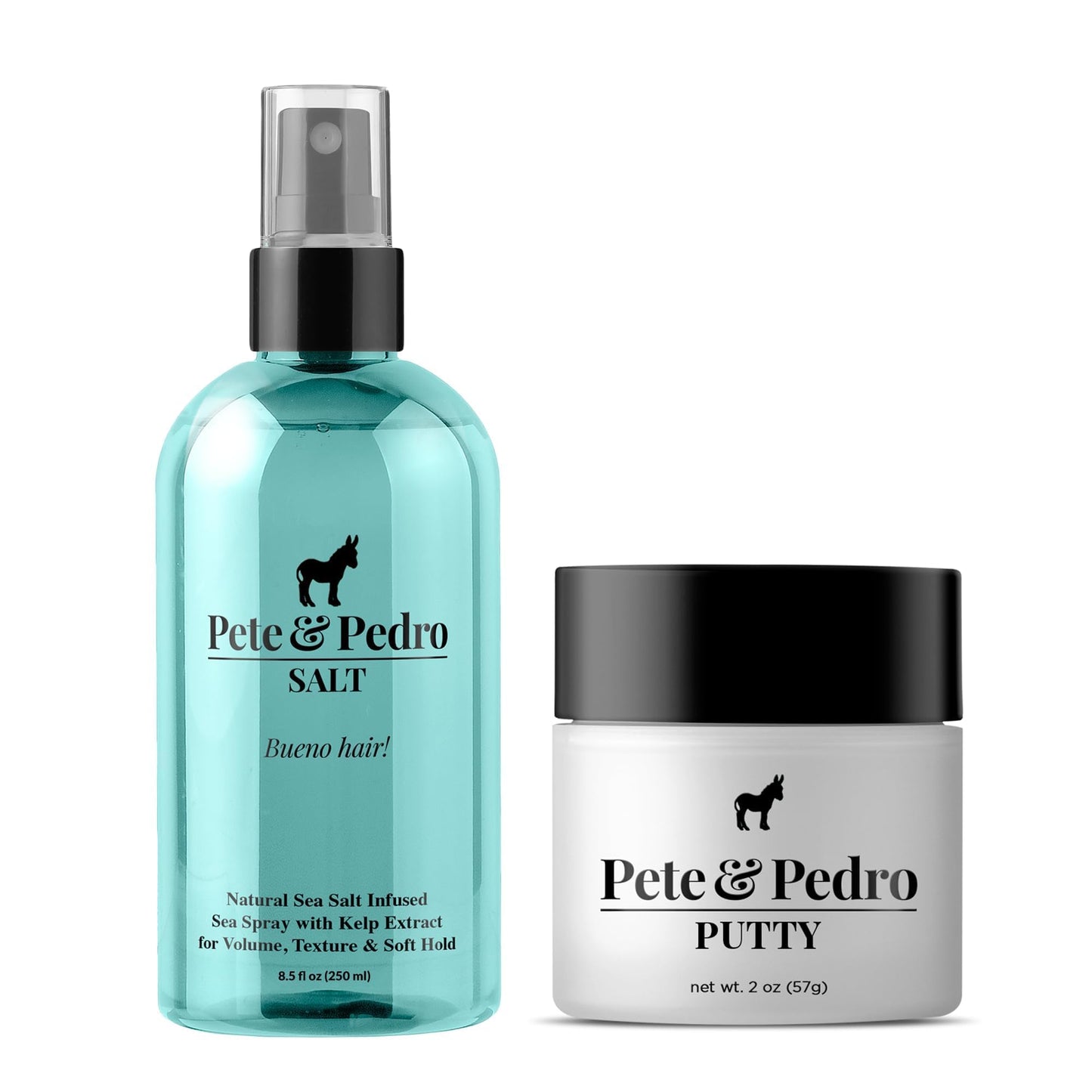 Pete & Pedro Natural Sea Salt Spray 8 oz. & Hair Putty 2 oz. Combo - Adds Instant Volume, Texture, & Thickness | High Hold, Matte Finish Hair Clay for Easy Men’s Hairstyling