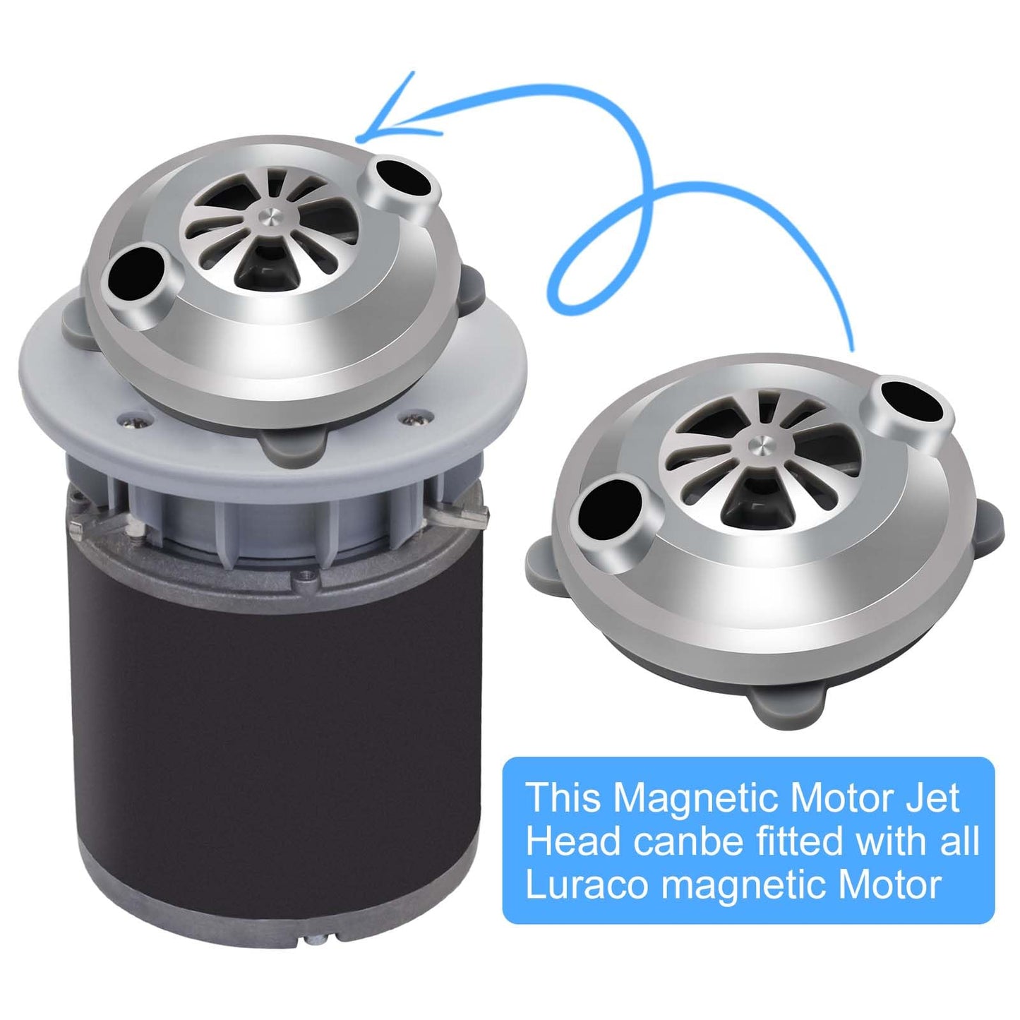 MIYOLO BF-004 Pipeless Magnetic Jet Head for LURACO Jet Motor Pedicure Chair Bathtub Tubs Spa Chairs Accessories Silver