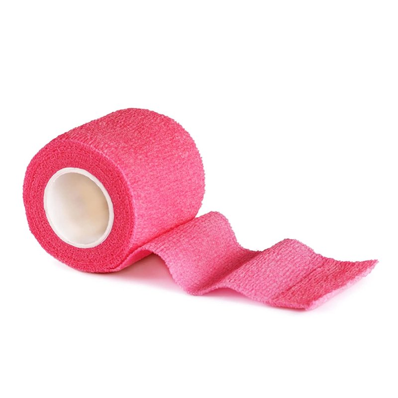 Tattoo Grip Cover Wrap - 24PCS Disposable Elastic Bandage for Tattoo Machine | Phosphor Pink