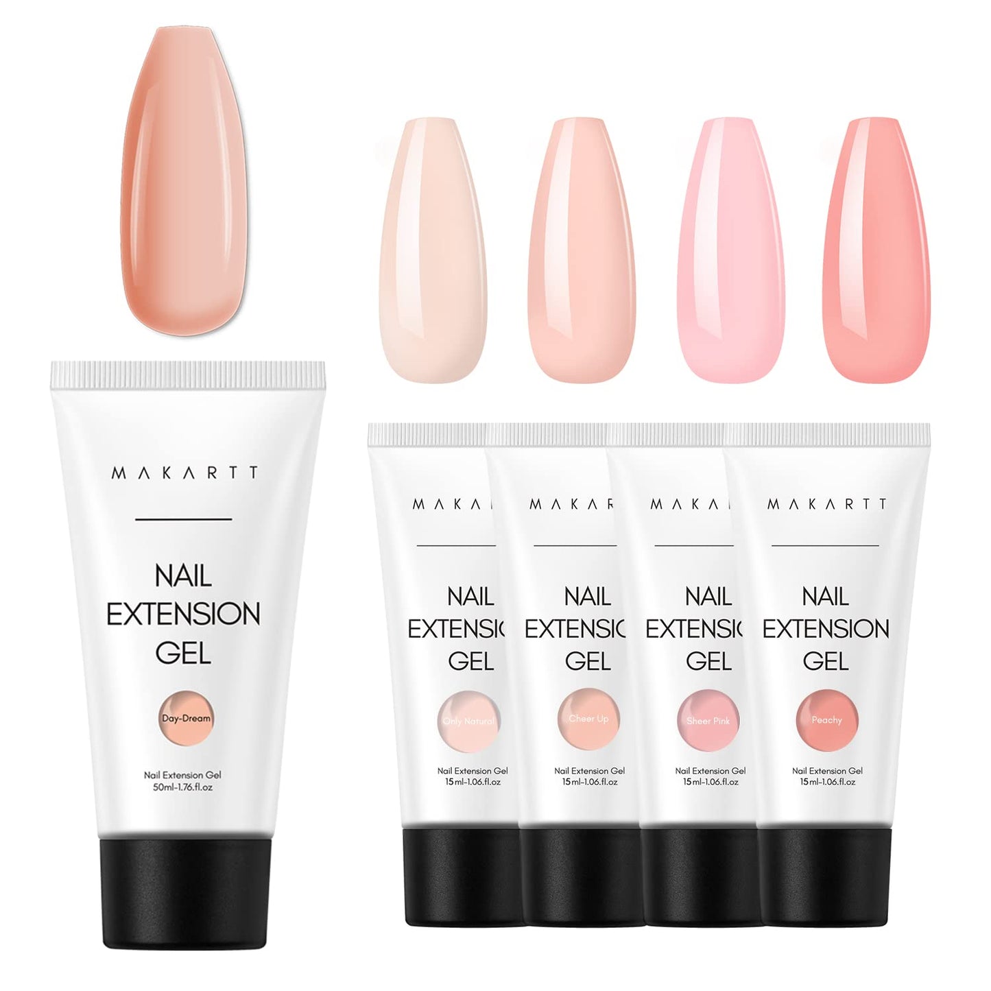 Makartt Poly Nail Extension Gel 50ML Nude Nature Day-dream Bundle with Makartt Poly Nail Gel Kit Neutral 4 Colors 15ML