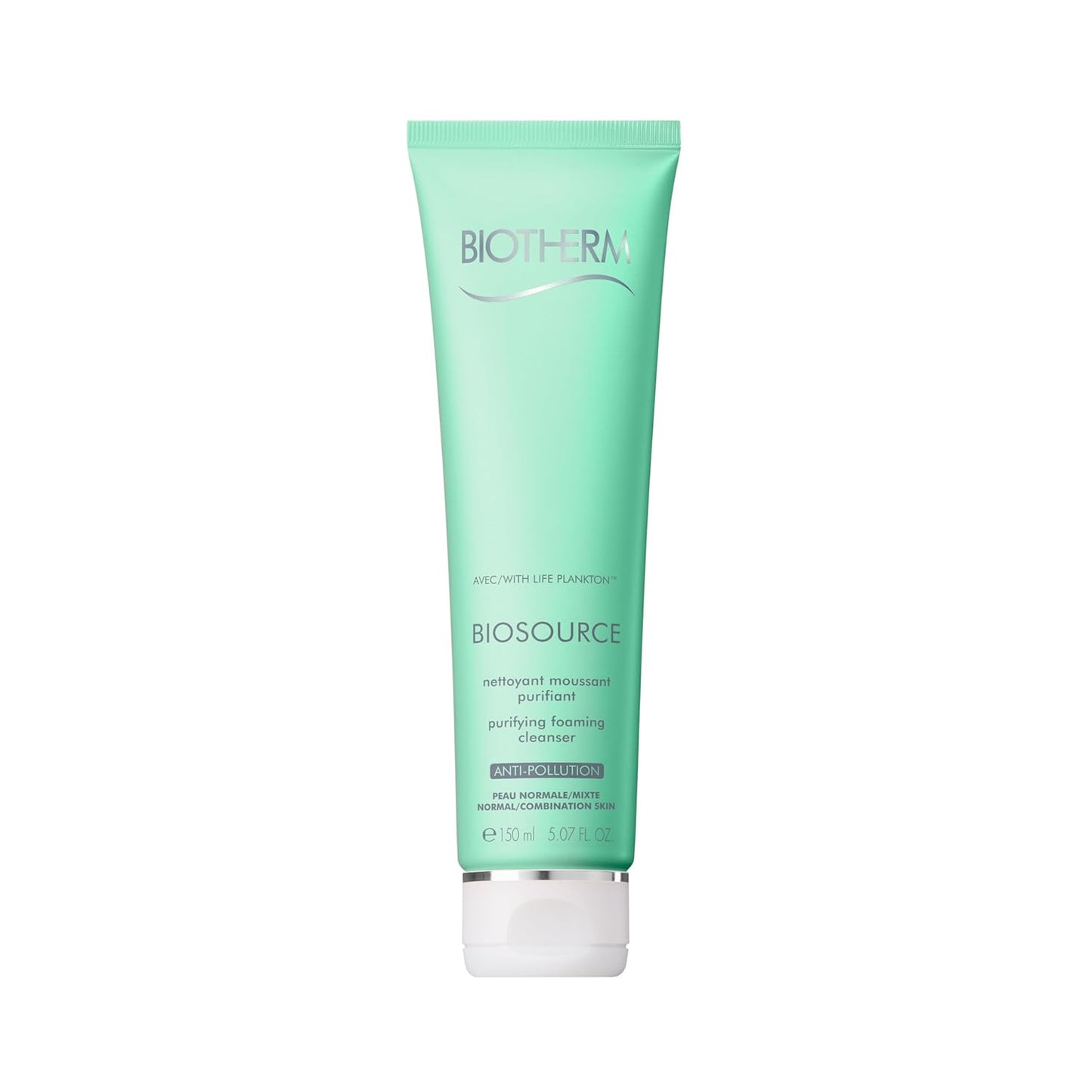 Biotherm Biosource Foaming Cleanser - Purifying Exfoliating Gel with Biotech Plankton & Zinc | 5.1 Fl. Oz.